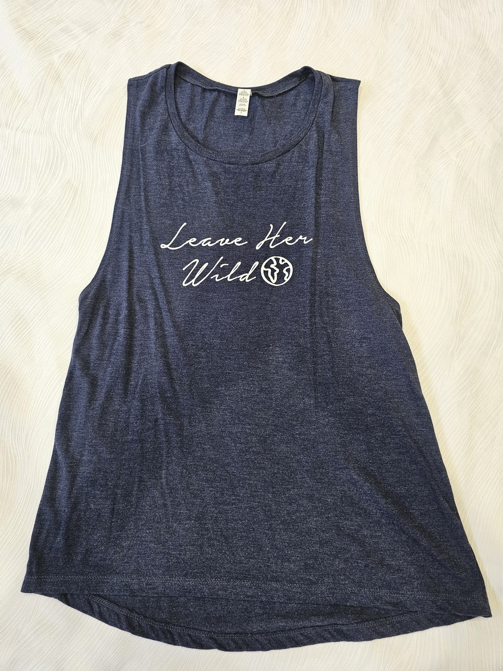 Leave Her Wild Navy Graphic Tank Top